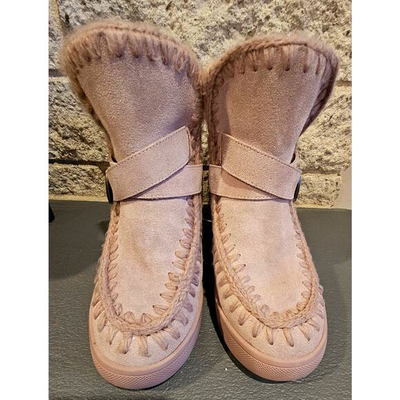 Blondo Women's Anna Boot, Stitch, Buckle, Pink Snow, Winter, Fur lined New Sz 8 - Picture 2 of 11